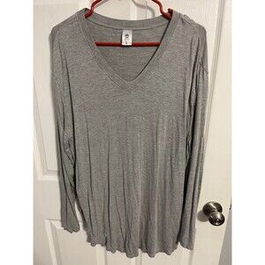 Senita Athletics Boyfriend Long Sleeve Shirt Size L Grey